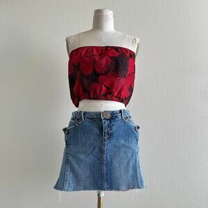 handmade red-black retro abstract corset style bandeau